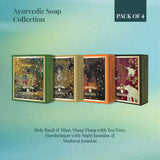 Holy Basil & Mint, Ylang Ylang with Tea Tree, Harshringar with Night Jasmine & Madurai Jasmine Pack of 4 Ayurvedic Soaps