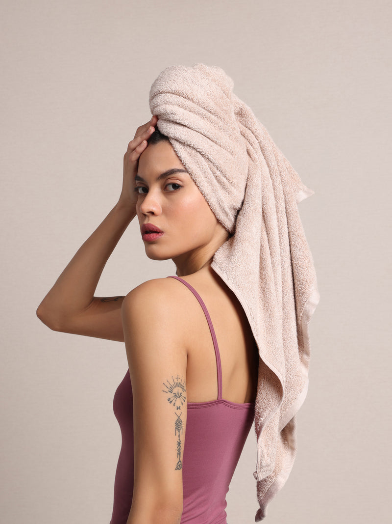 Pure Bamboo Silk Bath Towel (Pearl Dust Ivory) | Ultra-Soft, 3X Absorbent, Quick Dry, 70x150 CM
