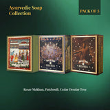Kesar Makhan, Patchouli, Cedar Deodar Tree Pack of 3 Ayurvedic Soaps