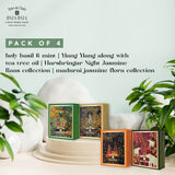 Holy Basil & Mint, Ylang Ylang with Tea Tree, Harshringar with Night Jasmine & Madurai Jasmine Pack of 4 Ayurvedic Soaps