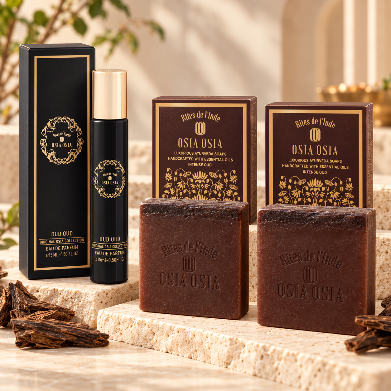 Oud Discovery Set with Oud Oud Eau de Parfum 15 ml and two Intense Oud soaps