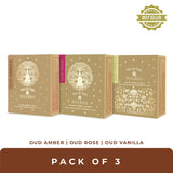 Oud Vanilla, Oud Amber & Oud Rose Pack of 3 Ayurvedic Soap